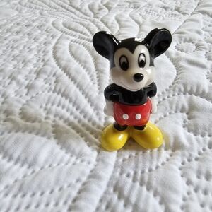 Tiny Disney Mouse Figurine, Bone China, Black Red Yellow